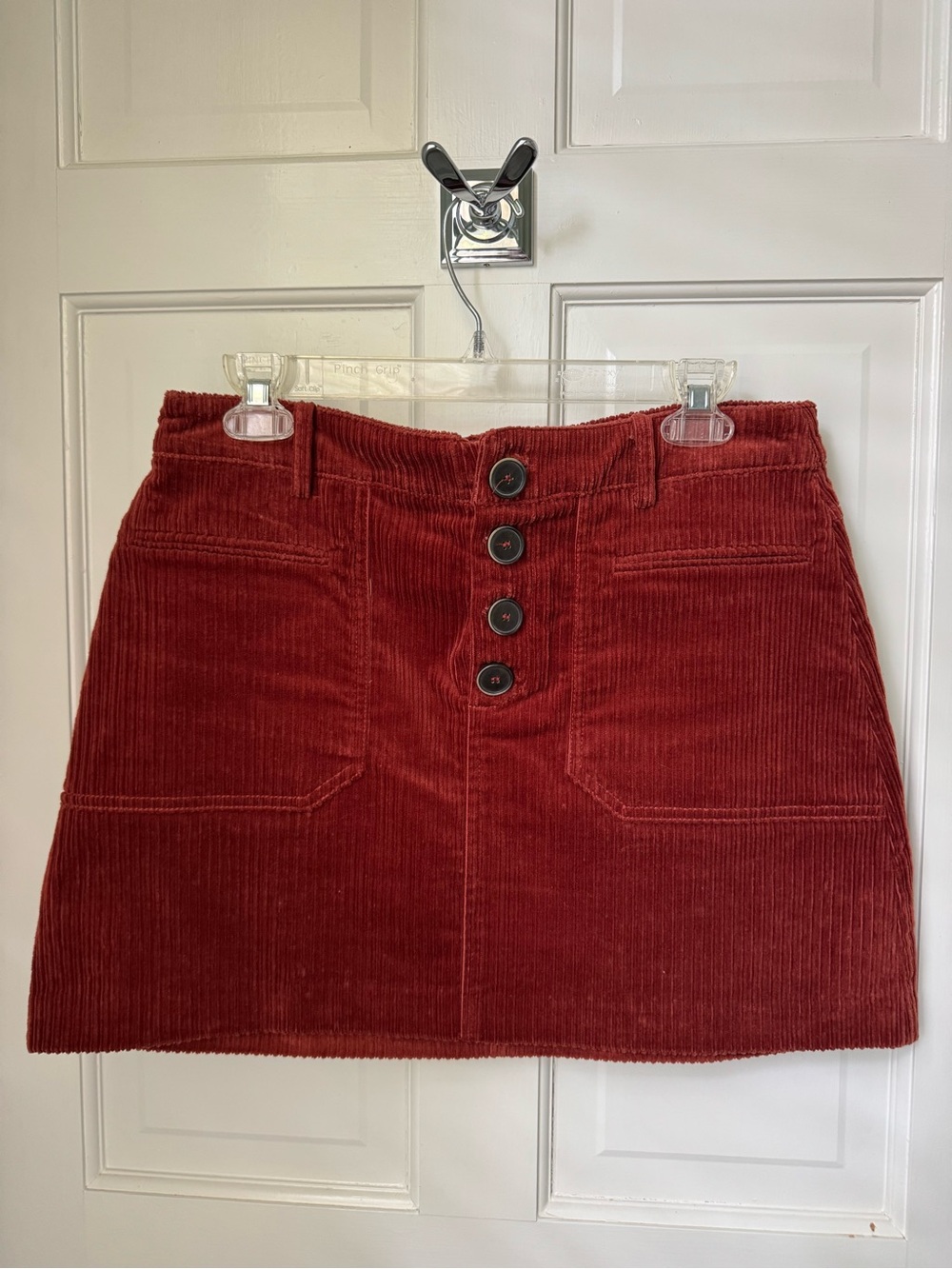 Zara Button-Front Corduroy Mini Skirt - Deep Red